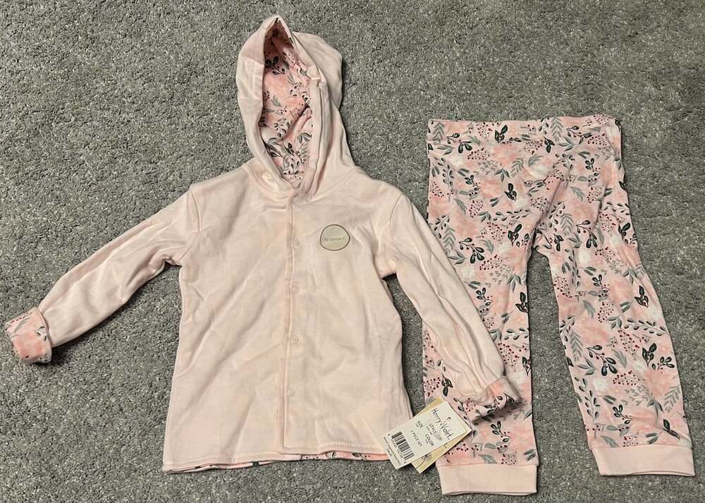 Harry & Violet Pink Reversible Hooded Jacket and Floral Leggings 2-Piece Set